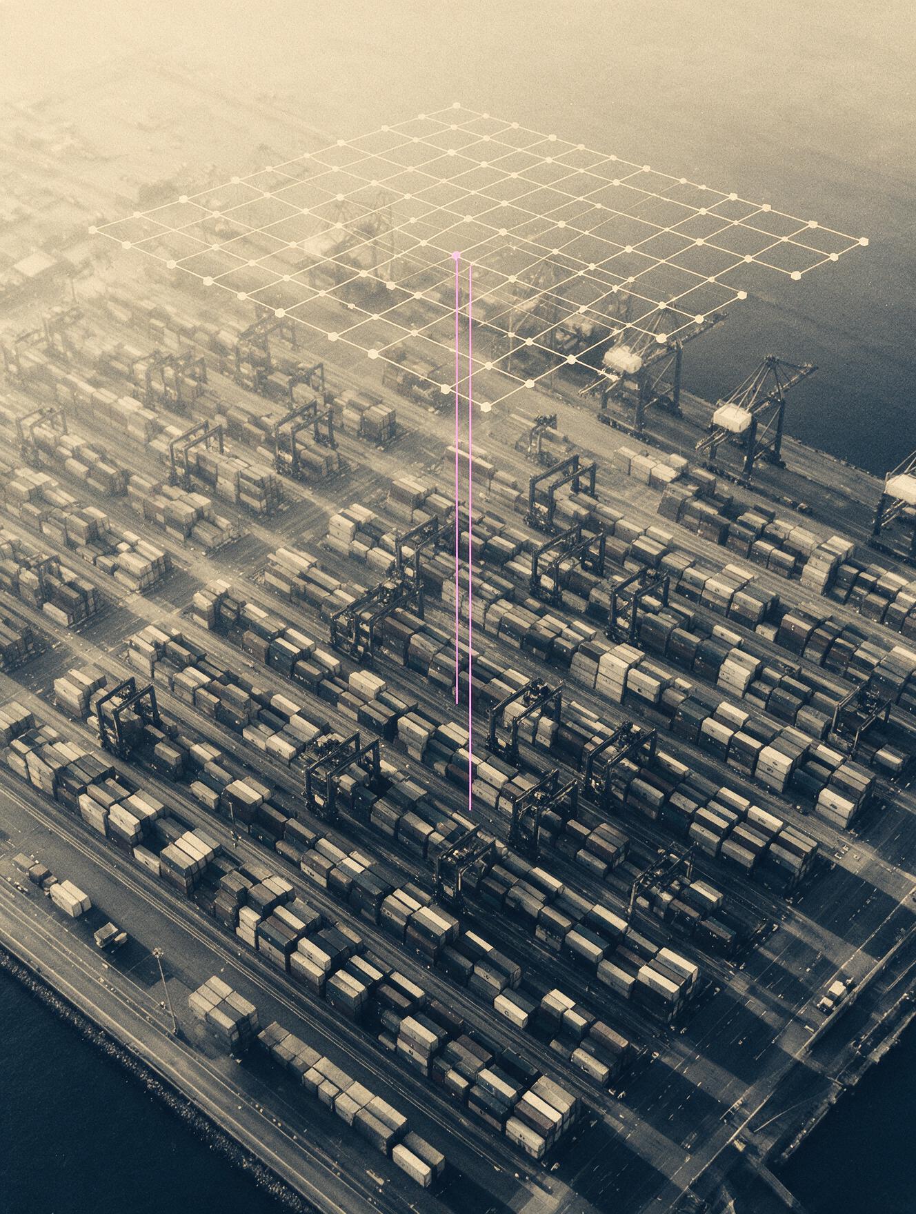 An operational site from above, with the model's lattice drawn over it